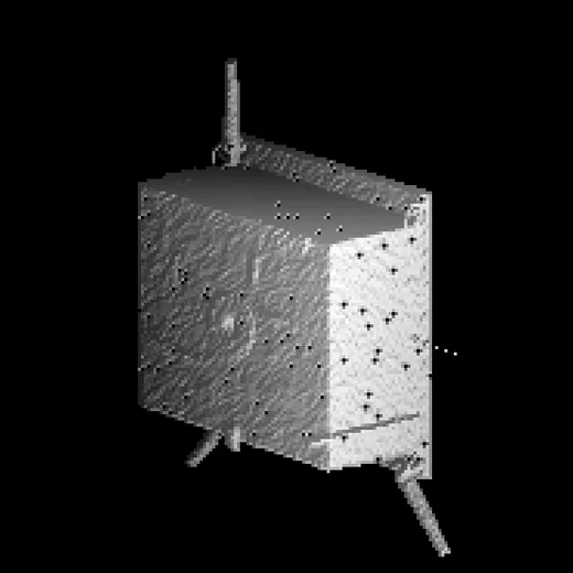Simulated lidar range image of the target satellite